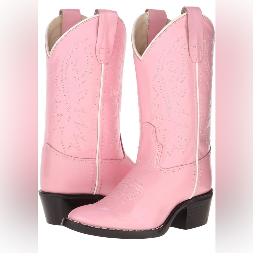 Girls pink Genuine Leather Cowgirl Boots